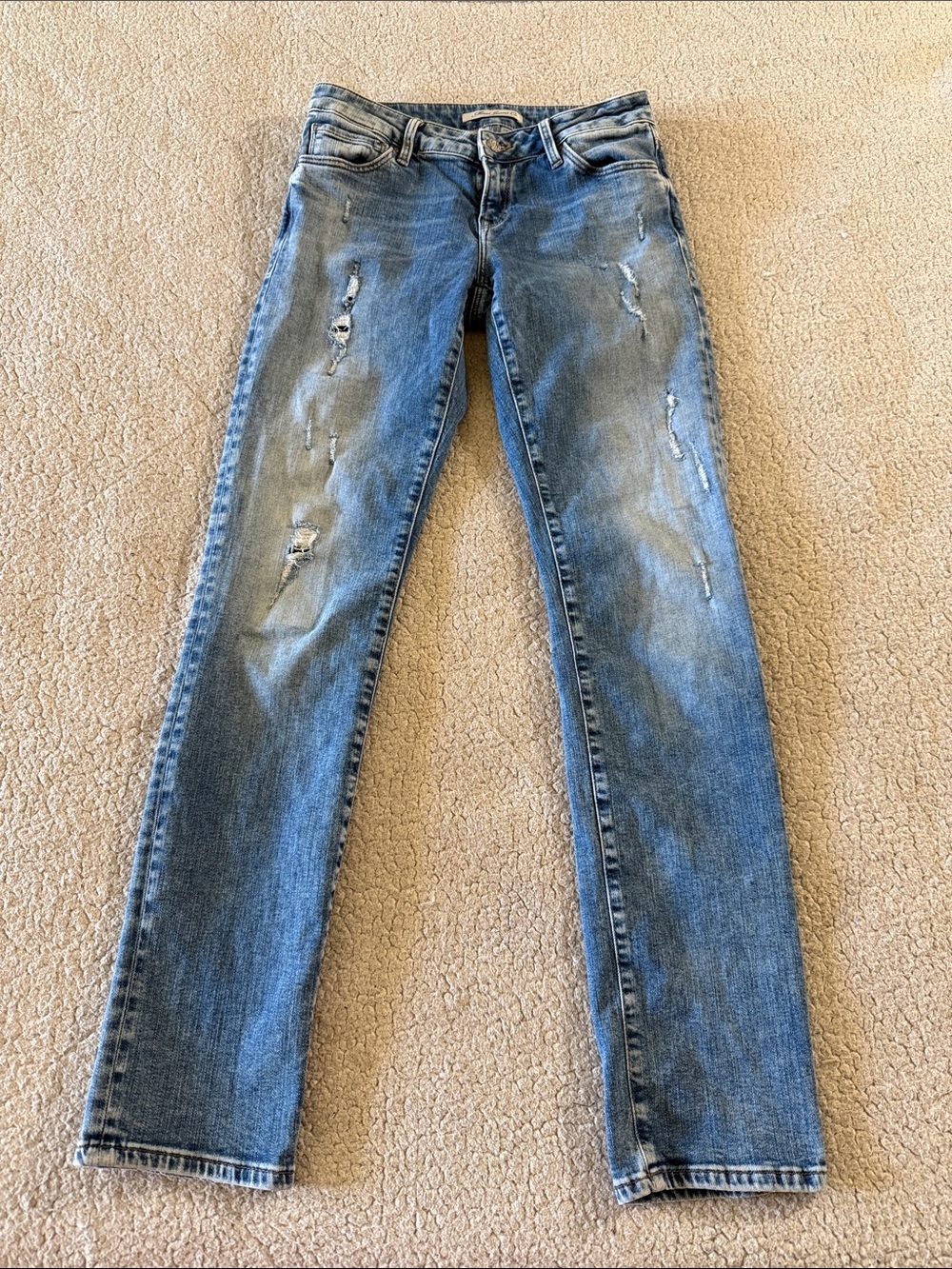 Mavi Women's Medium Blue Boyfriend Jeans with Distressed Detail 25